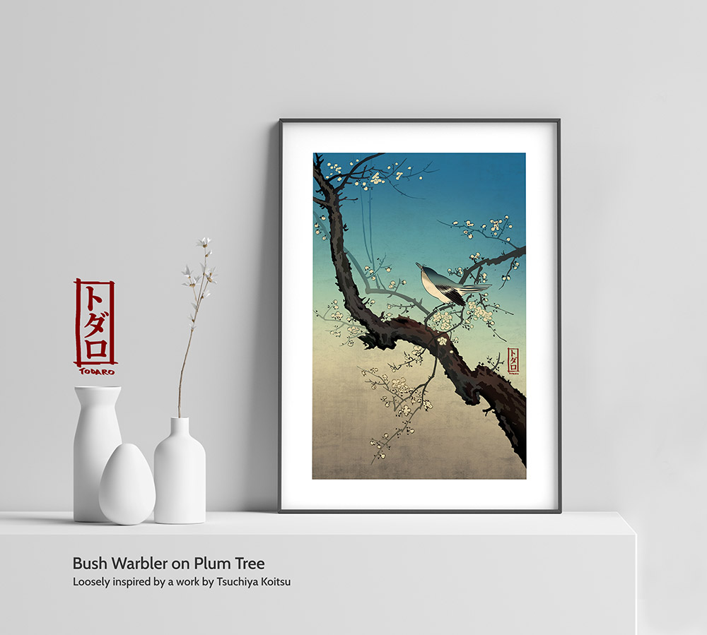 Bush Warbler on Plum Tree
